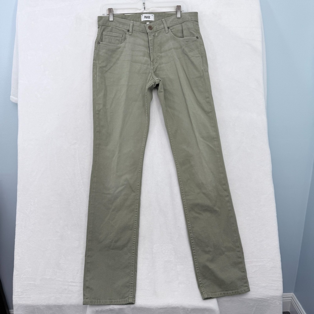 Paige Normandie Pants Mens 32x34 Green Straight Leg Stretch